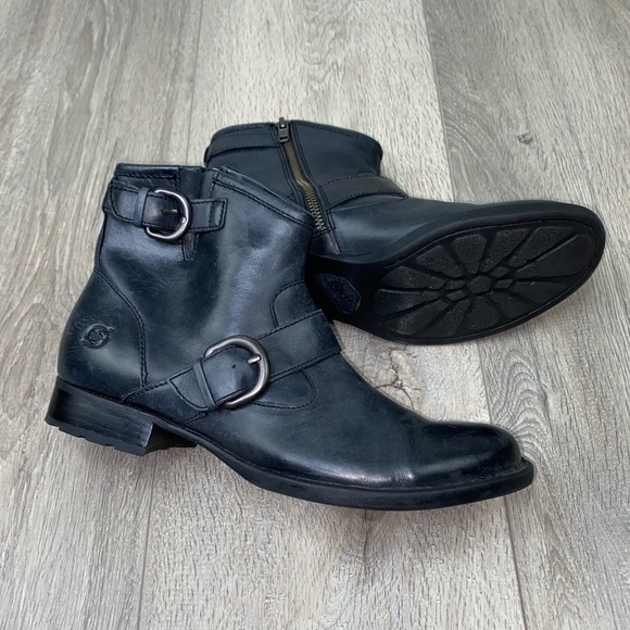 Born Shoes - Born Leather Ankle Boots Size 8 Black